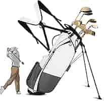 【美品】ゴルフスタンドバッグ デュアルストラップ 軽量　通常防水レベル Amazon | Golf スタンドバッグ PUレザー スポーツゴルフバッグ